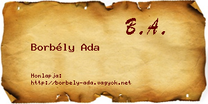 Borbély Ada névjegykártya
